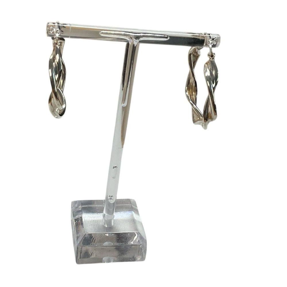 Sterling Silver Chunky Twisted Statement Hoop Ear… - image 2